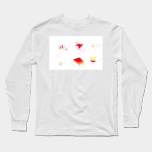 Magnifying glass, science, letter, laboratory flask, book, puzzle, back to school, watercolor Long Sleeve T-Shirt